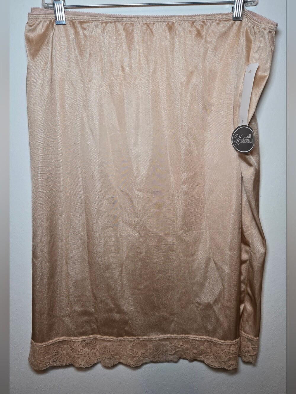 NWT Vintage Wondermaid Nylon Lace Trim Half Slip 3X Beige Feminine Romantic